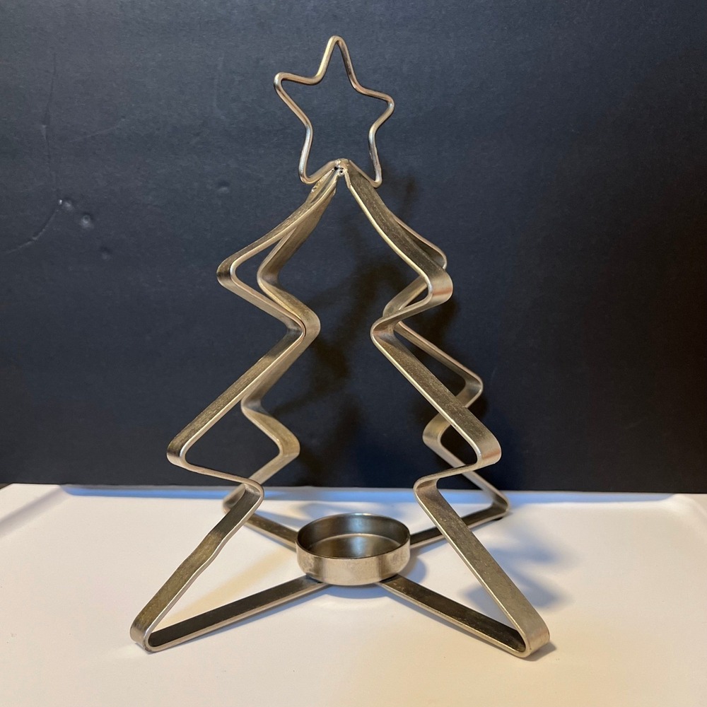 Metal Christmas Tree Candle Holder Star Topper Table Decor tea light
